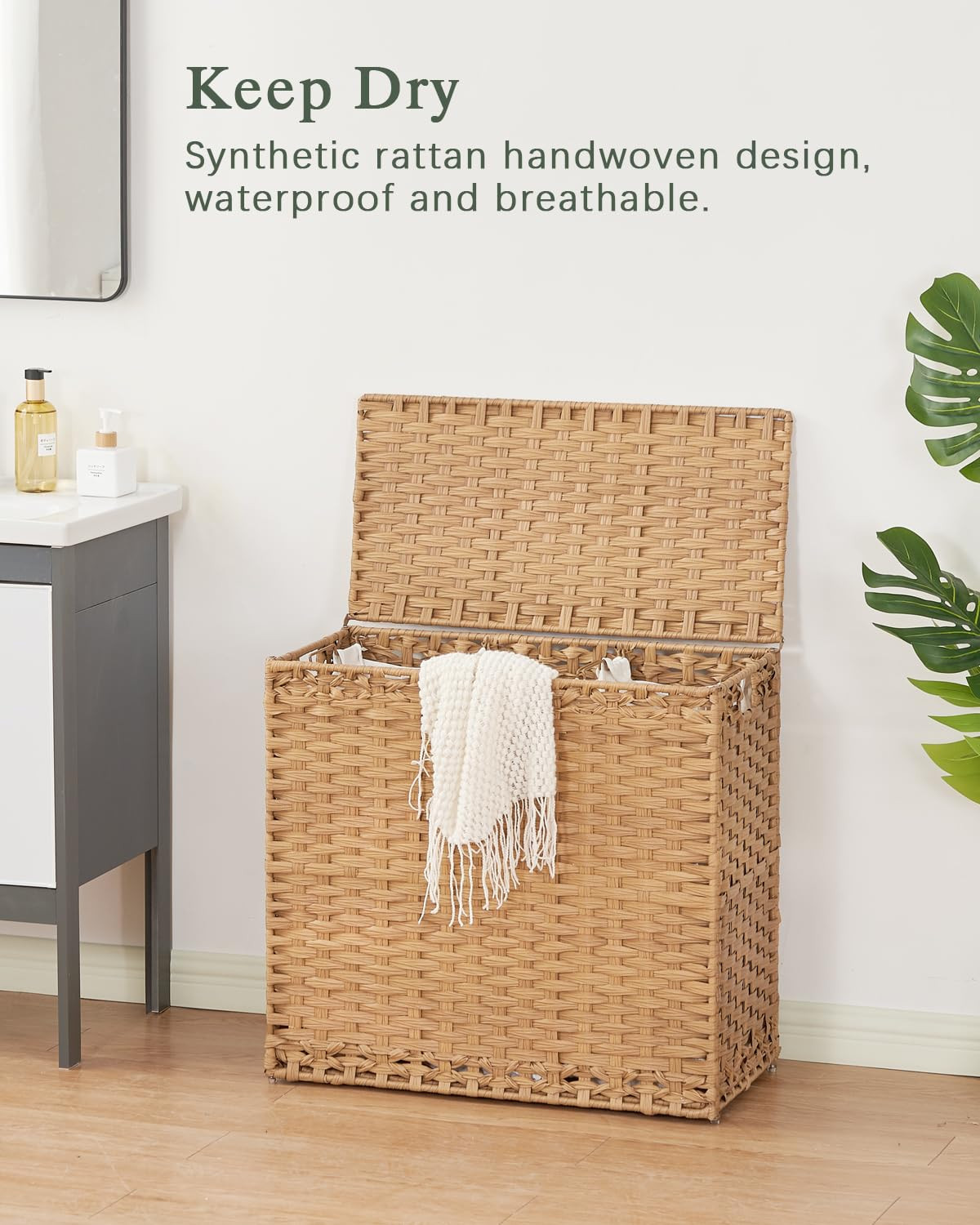 Laundry Hamper with Lid Laundry Basket 132 L (35 Gal) Wicker Clothes Hamper, Handwoven Rattan Ham... | Amazon (US)