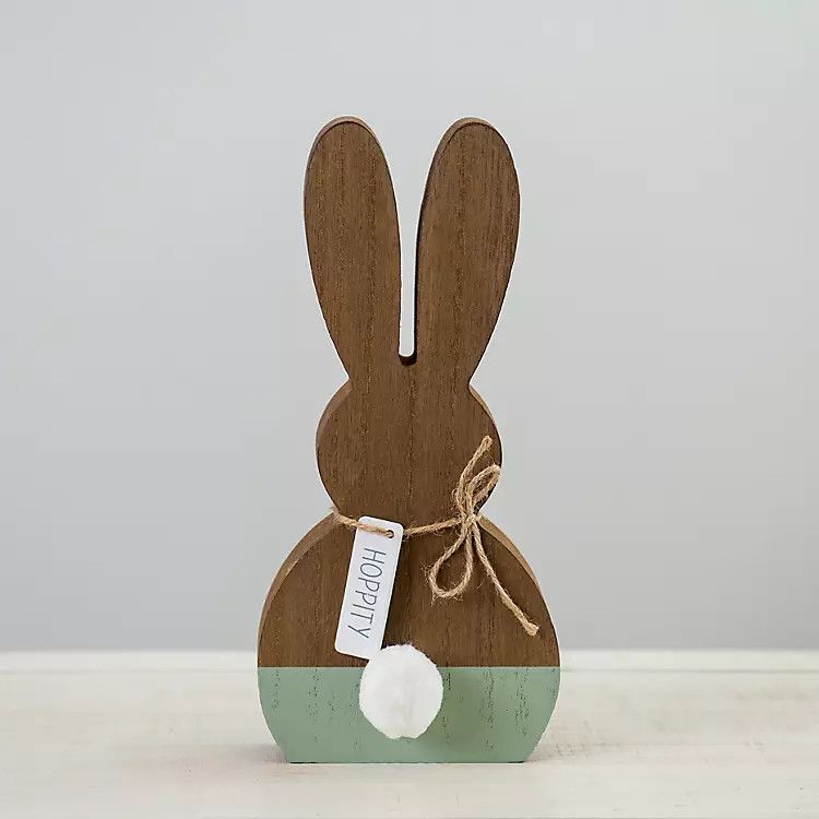 Sage Wood Block Hoppity Easter Bunny Figurine | Kirkland's Home