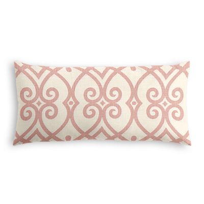 Scrolled Pink Trellis Lumbar Pillow | Loom Decor