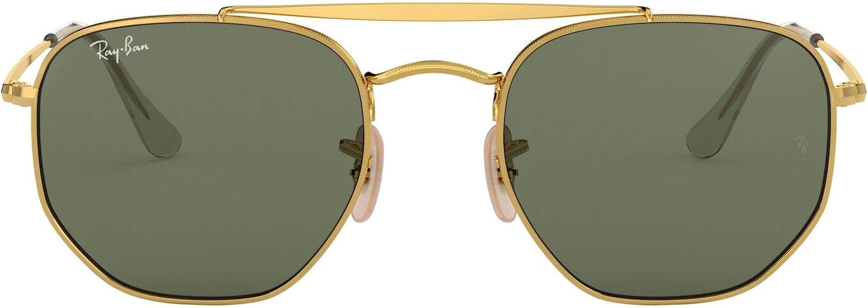 Amazon.com: Ray-Ban RB3648 The Marshal Square Sunglasses, Gold/G-15 Green, 51 mm : Clothing, Shoe... | Amazon (US)