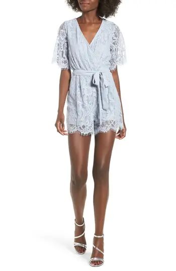 Women's Row A Lace Romper, Size Small - Blue | Nordstrom