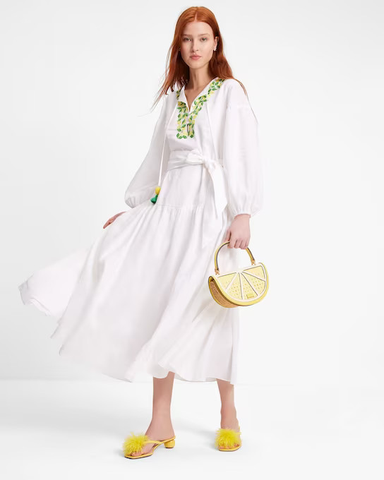 Embroidered Lemons Tie-waist Shirtdress | Kate Spade (US)