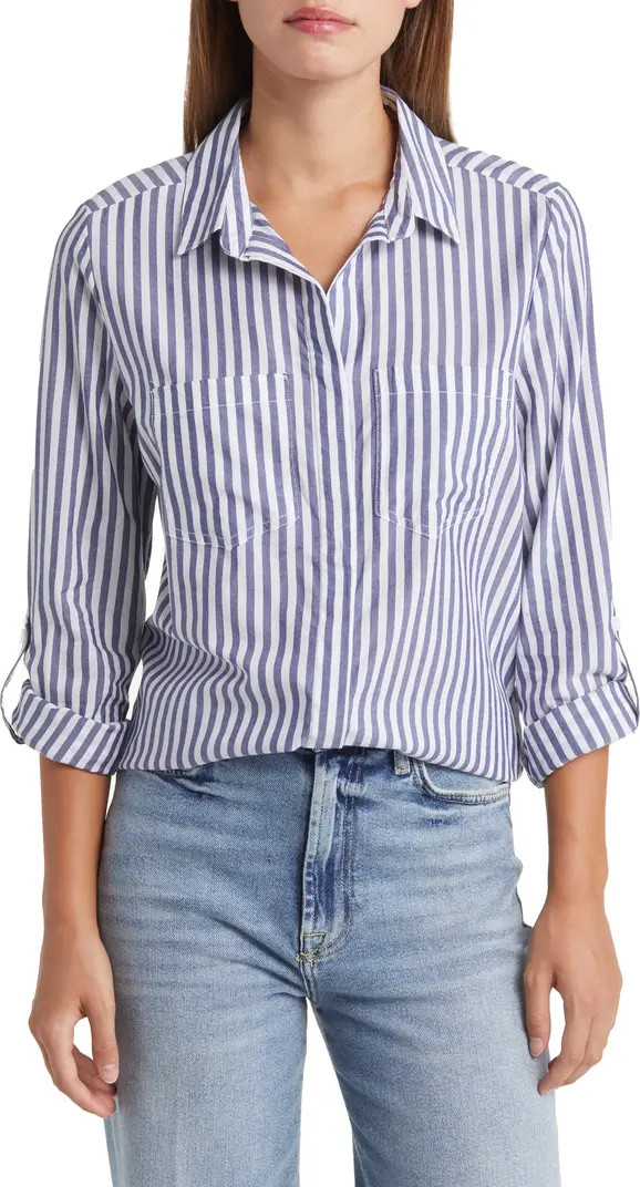 Stripe Cotton & Modal Button-Up Shirt | Nordstrom