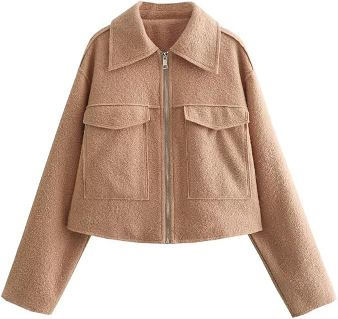 Autumn and winter new women's short loose casual woolen jacket | Amazon (US)
