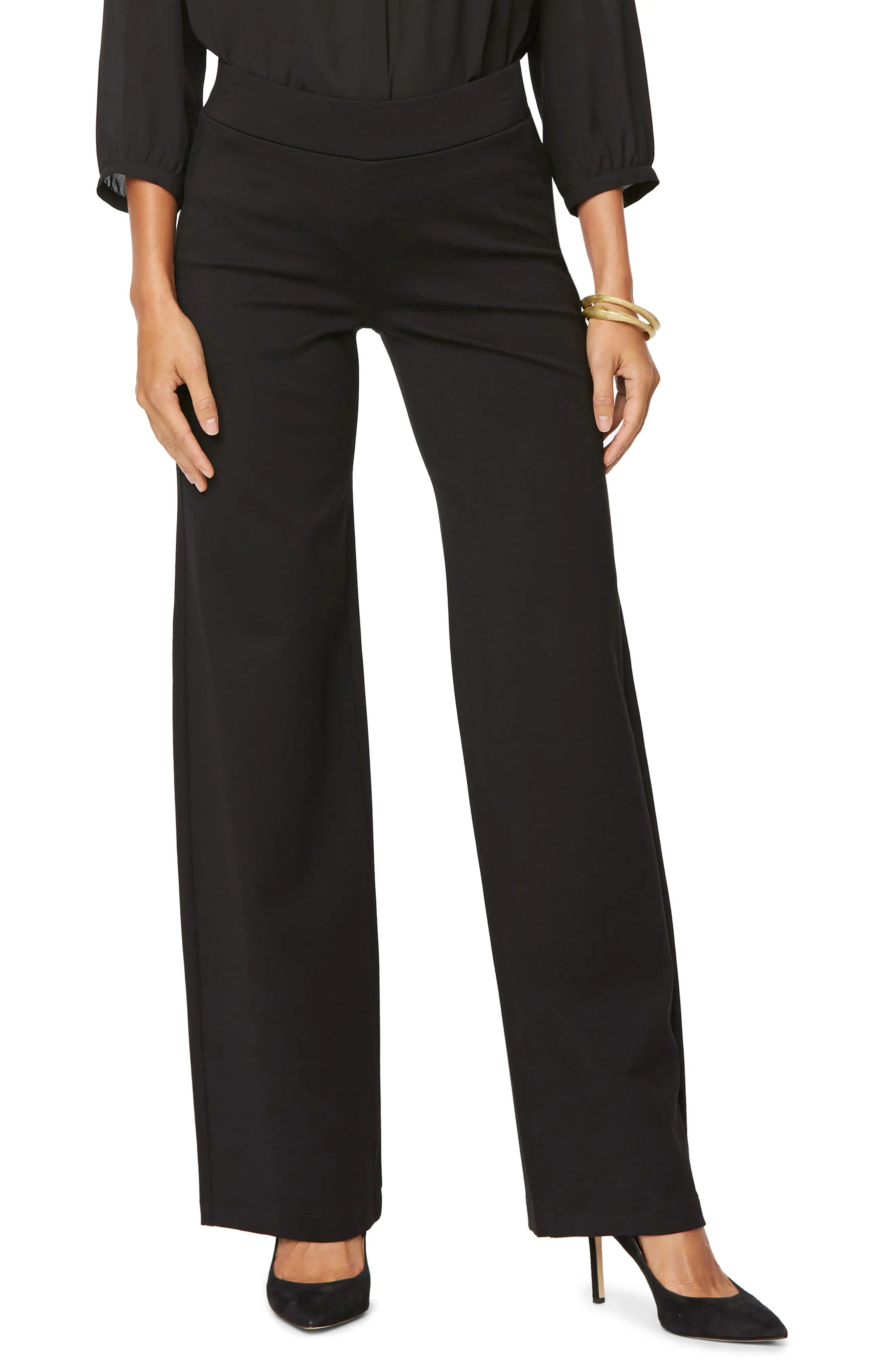 NYDJ Straight Leg Pull-On Pants in Black at Nordstrom, Size 2 | Nordstrom