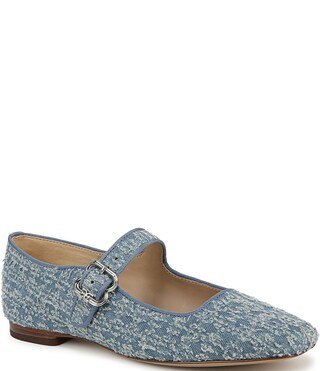 Michaela Distressed Denim Mary Jane Flats | Dillard's