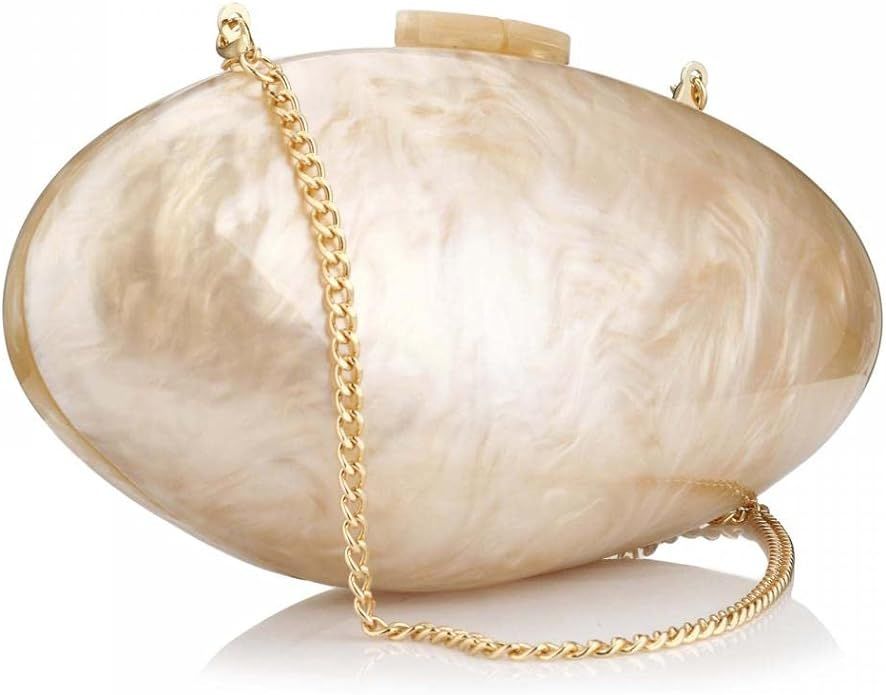 EROUGE Women Evening Pearl Bag Gold Acrylic Clutch Handbag for Evening Wedding Party | Amazon (US)