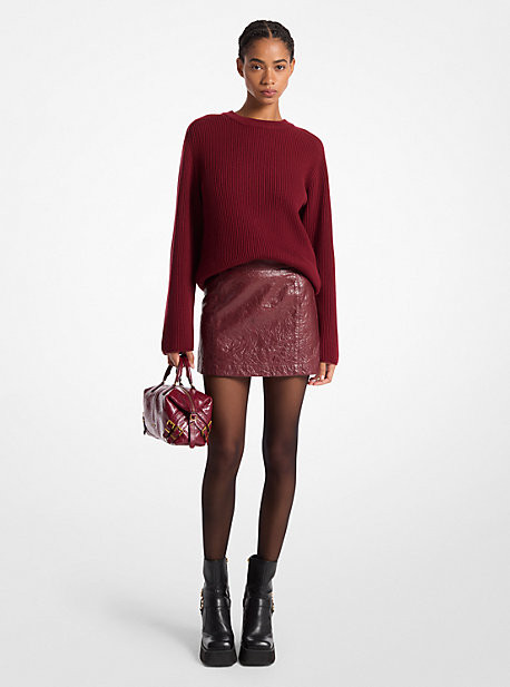 Washed Leather Mini Skirt | Michael Kors US