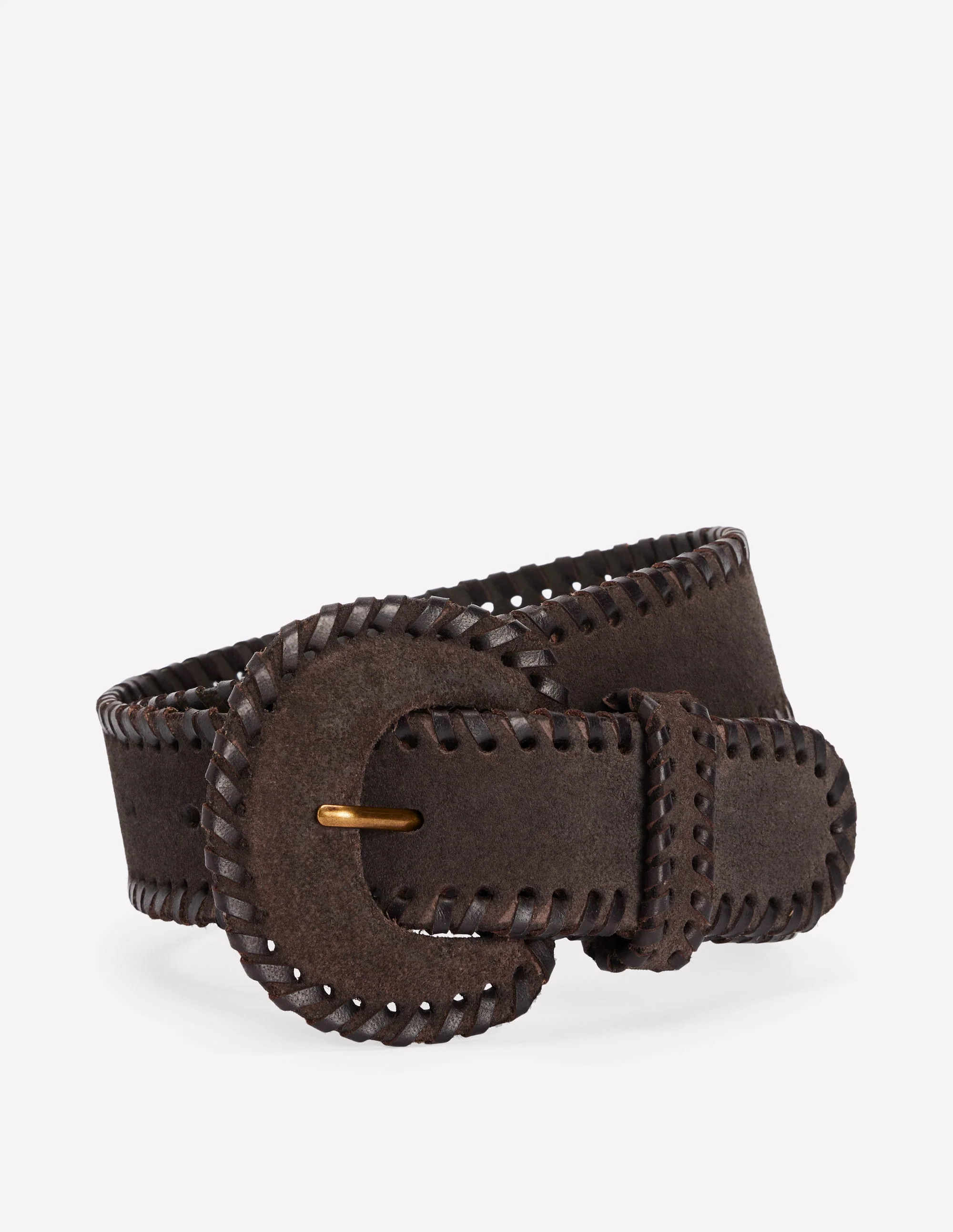 Covered Whipstitch Belt-Raw Umber/Black | Boden UK