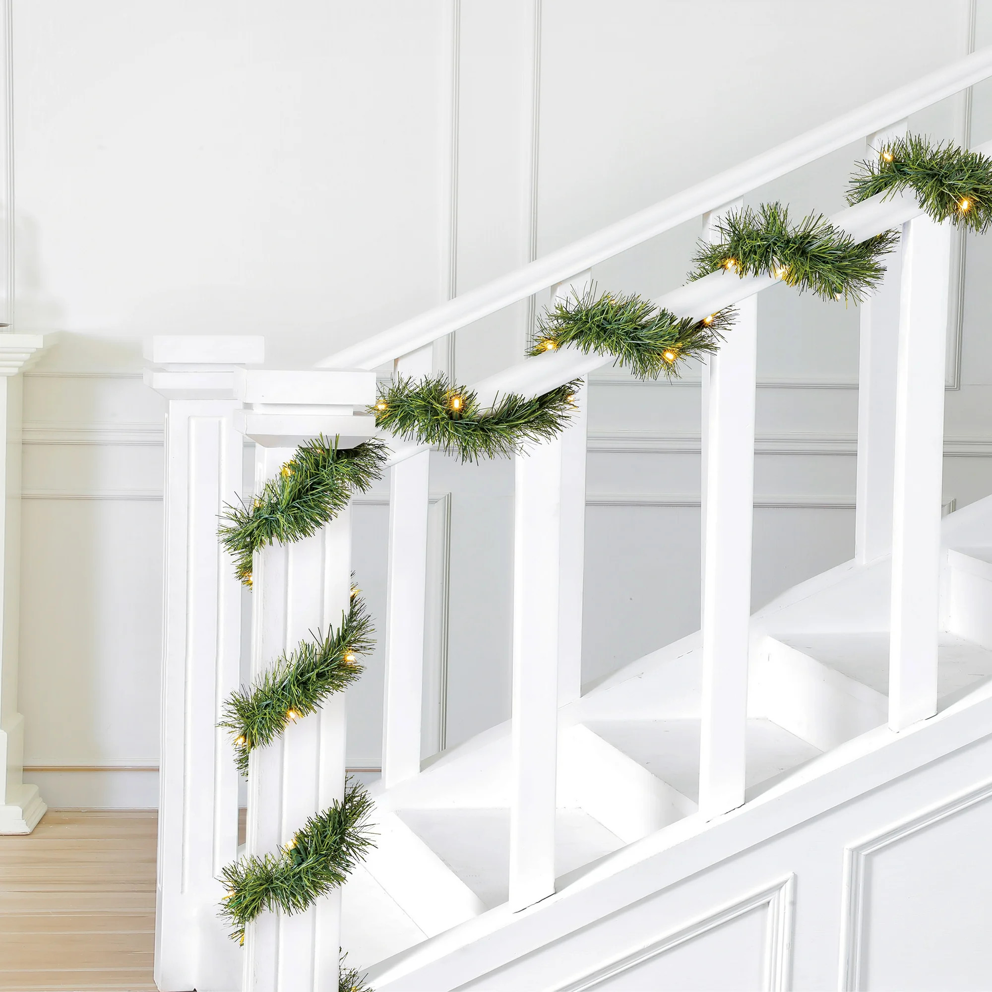 Pre-Lit Soft Artificial Christmas Garland, Clear LED Lights, 25 ft, by Holiday Time | Walmart (US)