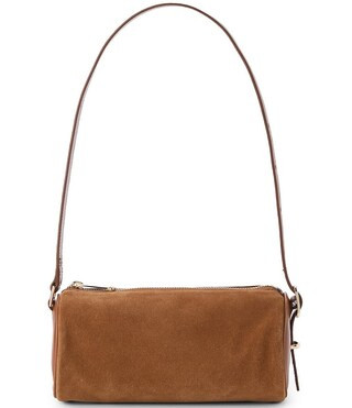 BRAHMIN Grassland Collection Billie Suede Barrel Shoulder Bag - Tan | Dillard's