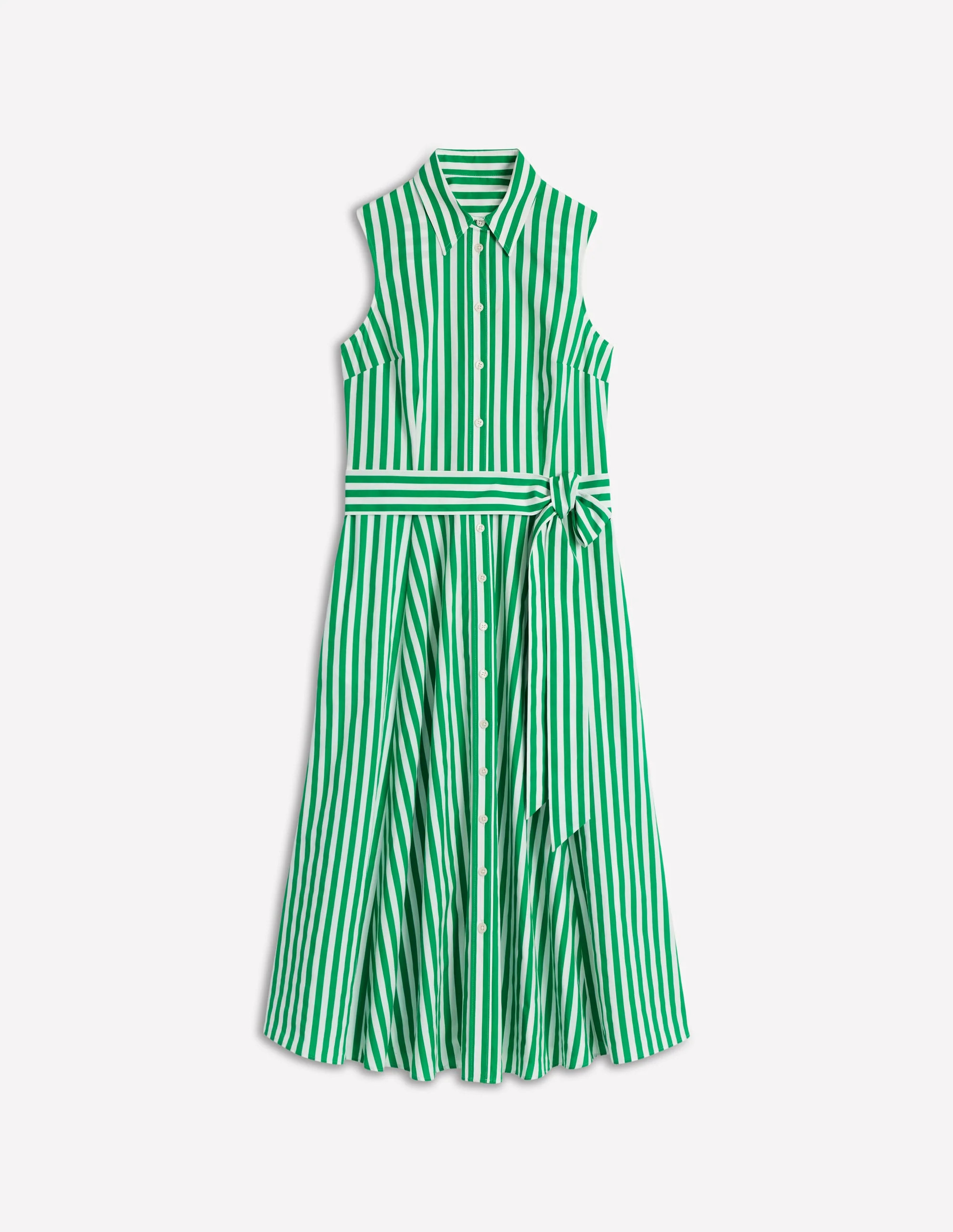 Amy Sleeveless Shirt Dress-Rich Emerald Stripe | Boden (US)