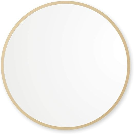 Better Bevel 30” x 30” Matte Gold Rubber Framed Mirror | Round Bathroom Wall Mirror | Amazon (US)
