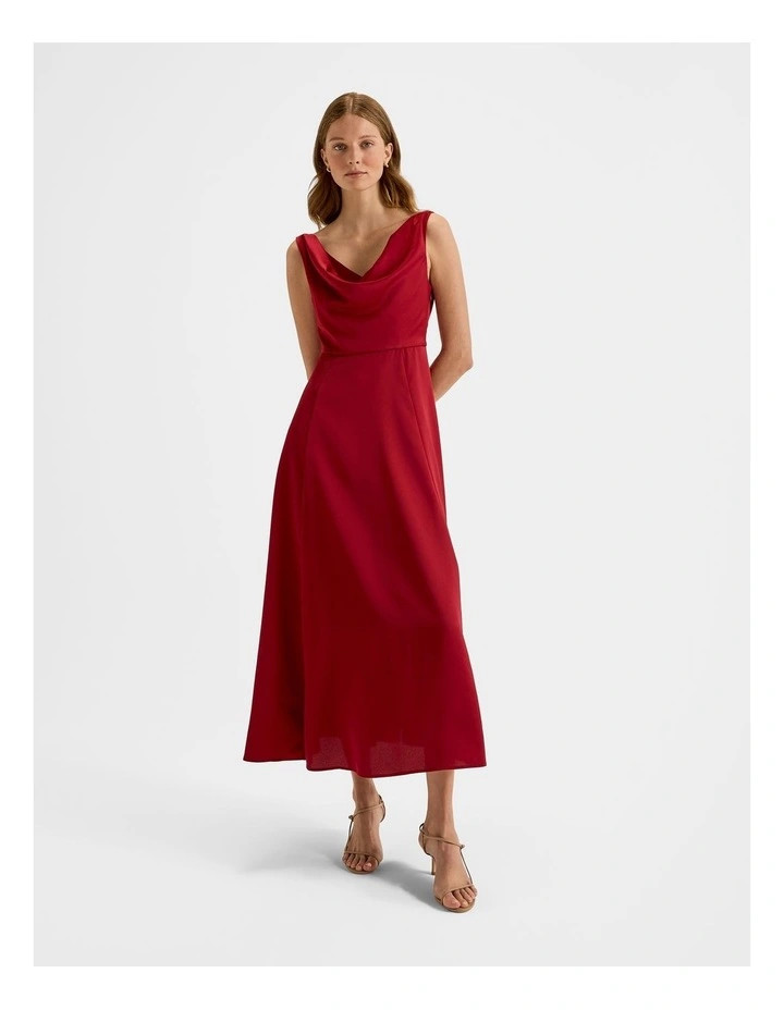 Montague Cowl Neck Dress in Ruby | Myer