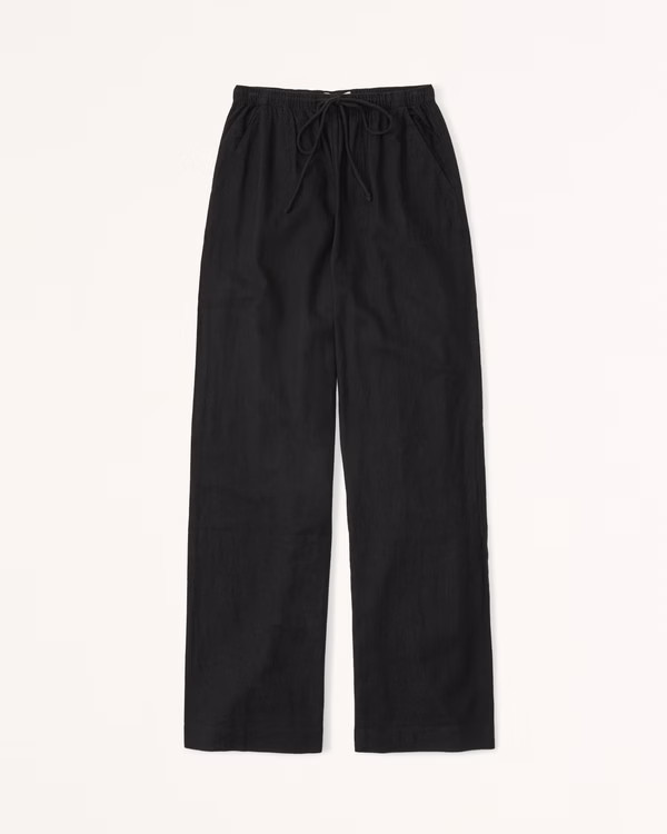 Linen-Blend Pull-On Wide Leg Pant | Abercrombie & Fitch (US)
