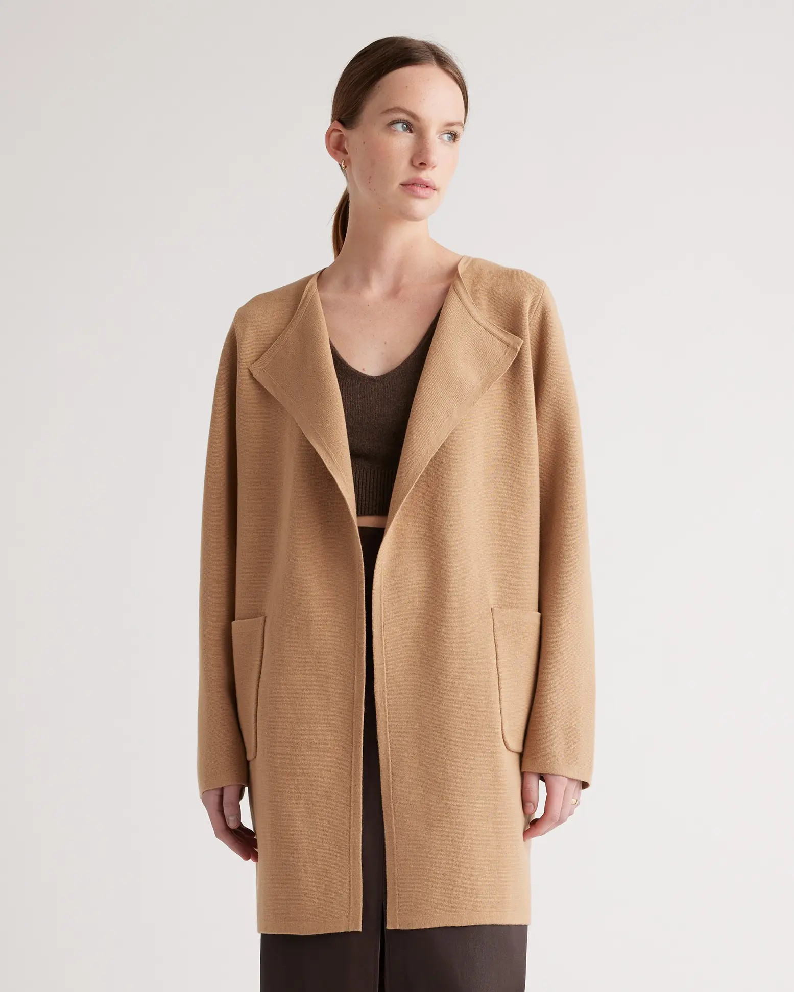 100% Organic Cotton Knit Collarless Coat | Quince