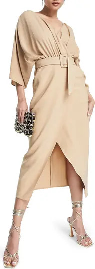 ASOS DESIGN Belted Faux Wrap Dress | Nordstrom | Nordstrom