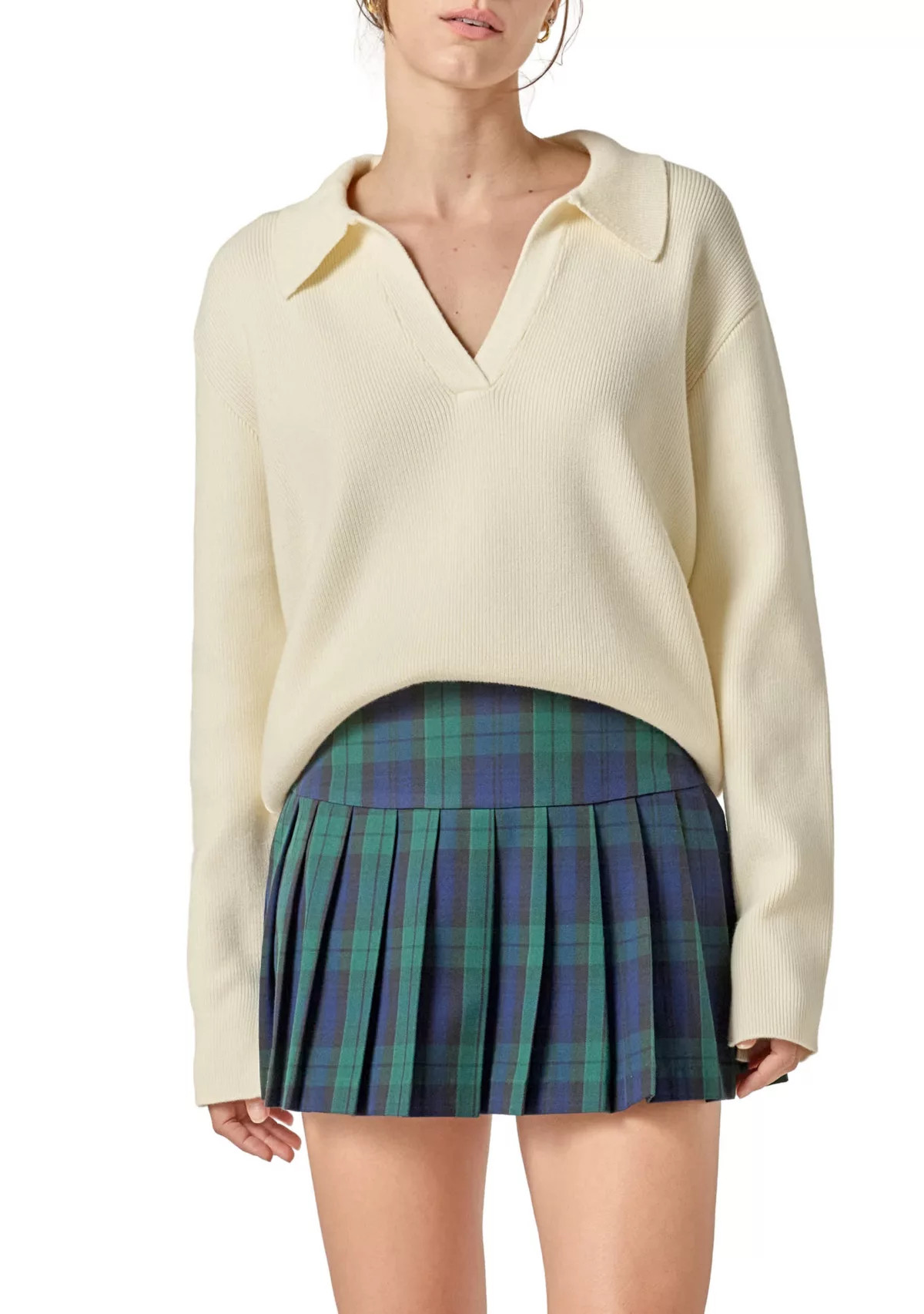 OVERSIZED COLLAR KNIT TOP | Belk