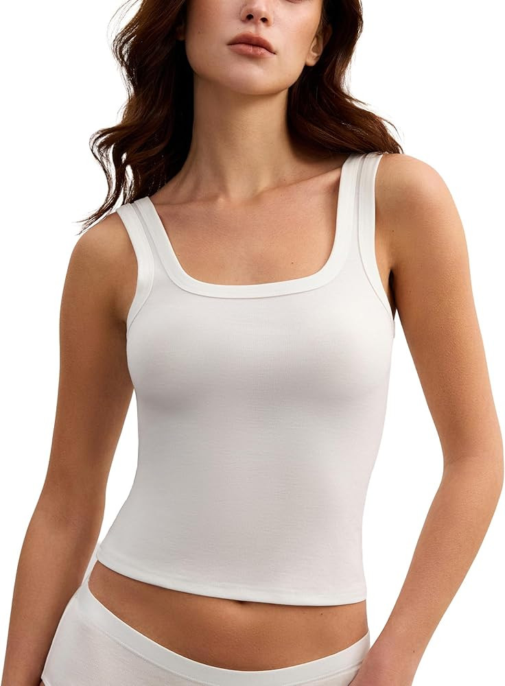 Women's Ultralight Merino Wool Tank Tops Square Neck Camisole Tops Going Out Top Summer Outfits F... | Amazon (US)