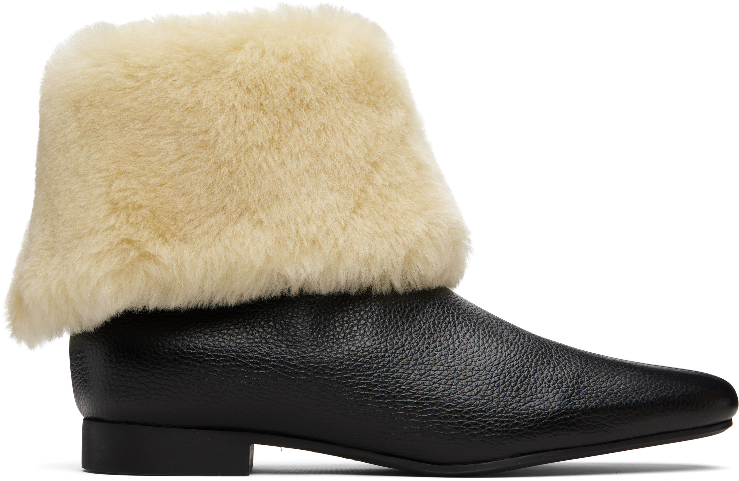 TOTEME Black & Beige Downtown Shearling Boots | SSENSE