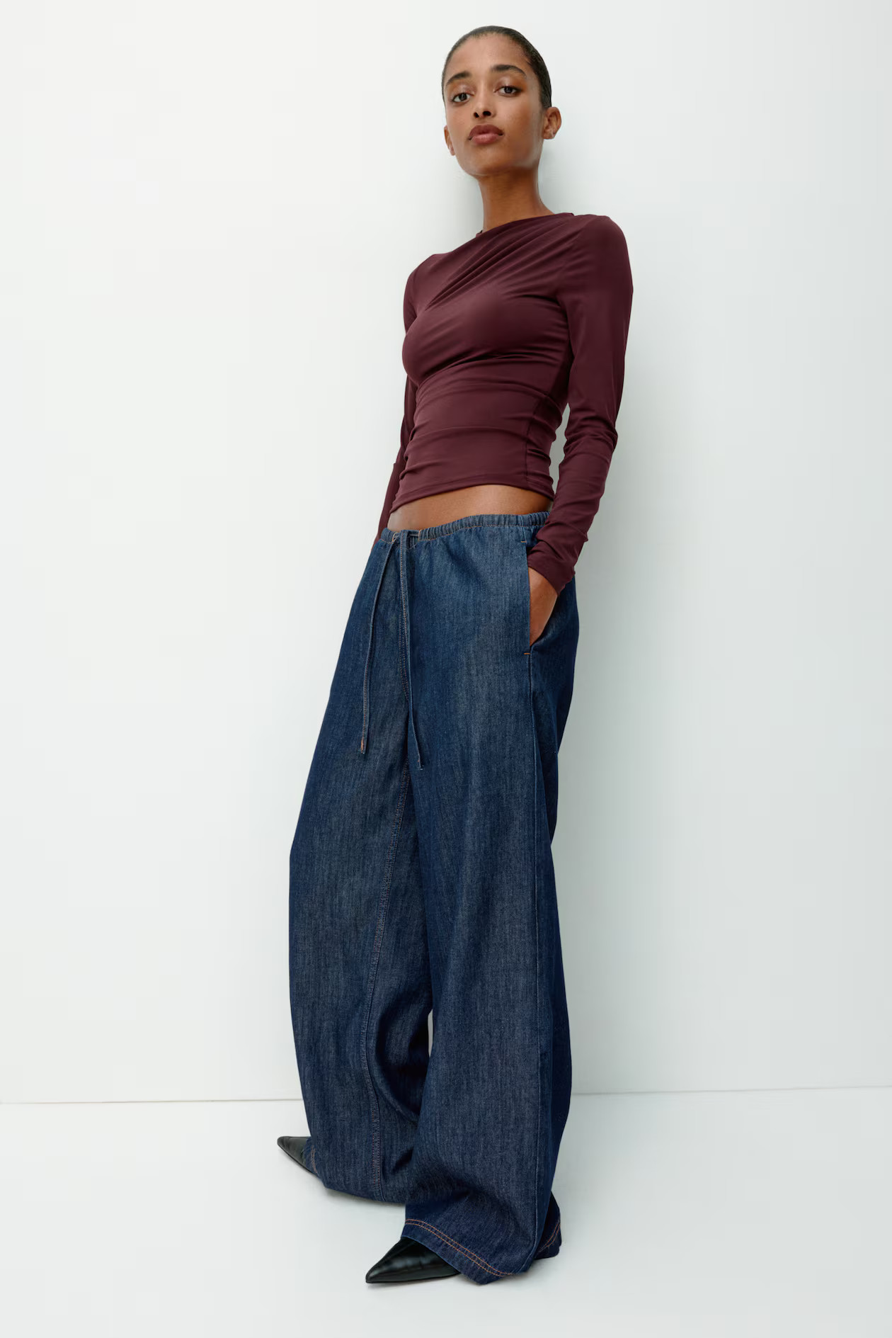 Denim drawstring trousers | H&M (UK, MY, IN, SG, PH, TW, HK)