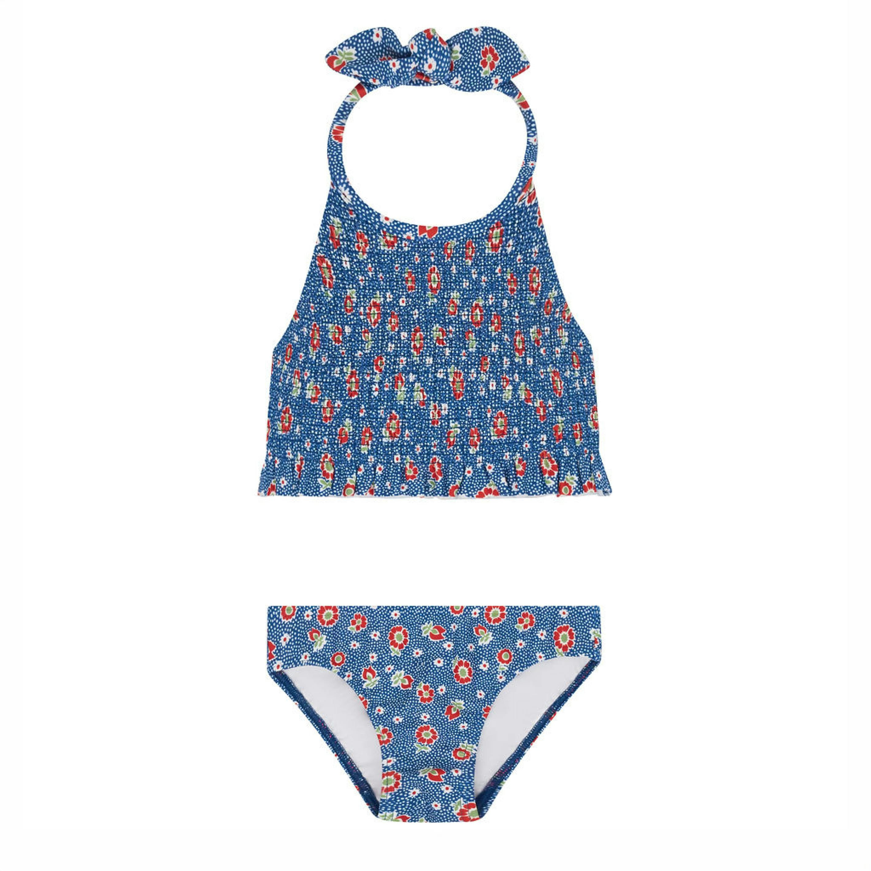 Minnow | girls chatham floral smocked halter bikini | 3-4y | Toddler | Maisonette | Maisonette