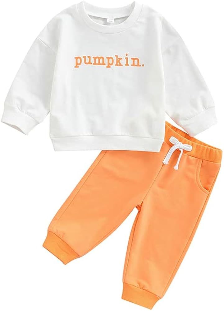 Infant Toddler Baby Boy Girl Halloween Clothes Fall Pumpkin Pie Letter Print Long Sleeve Sweatshi... | Amazon (US)