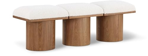 Meridian Furniture 467Cream-3A Pavilion Collection Art Deco Bench with Rich Cream Boucle Fabric a... | Amazon (US)