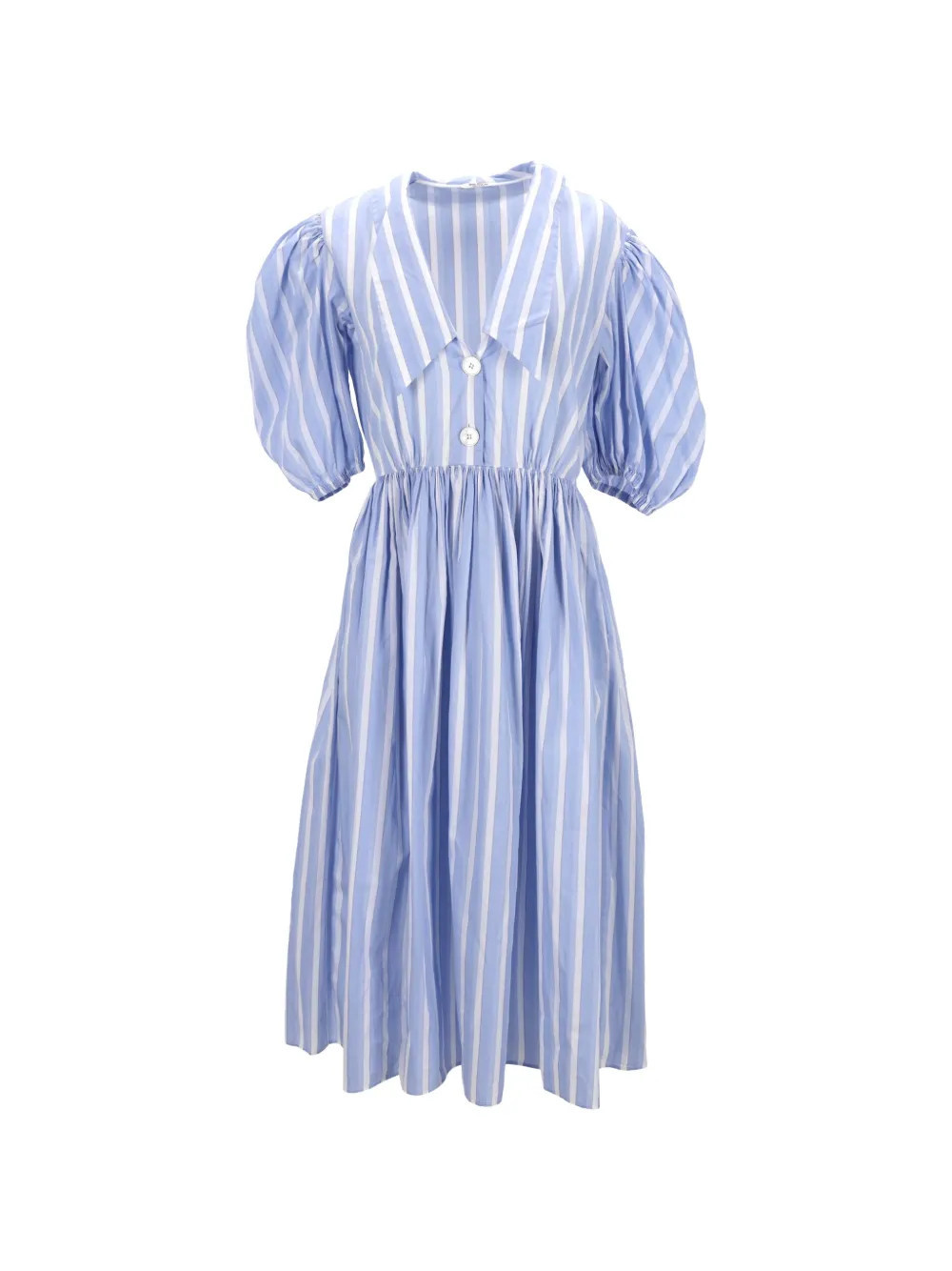 Miu Miu Pre-Owned striped midi dress - Blue | Farfetch Global