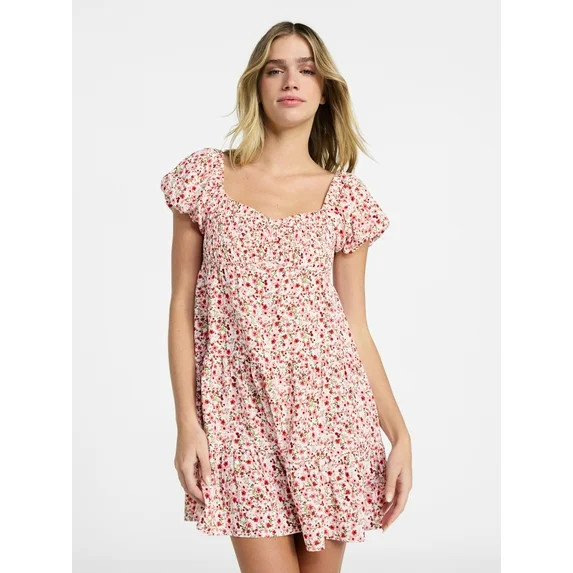 No Boundaries Bubble Sleeve Babydoll Dress, Women’s XXS-XXL | Walmart (US)