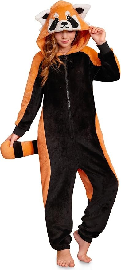 Halloween Unisex Kids Animal Plush Onesie Hoodie Zip Up Outfit 4-12 Years | Amazon (US)