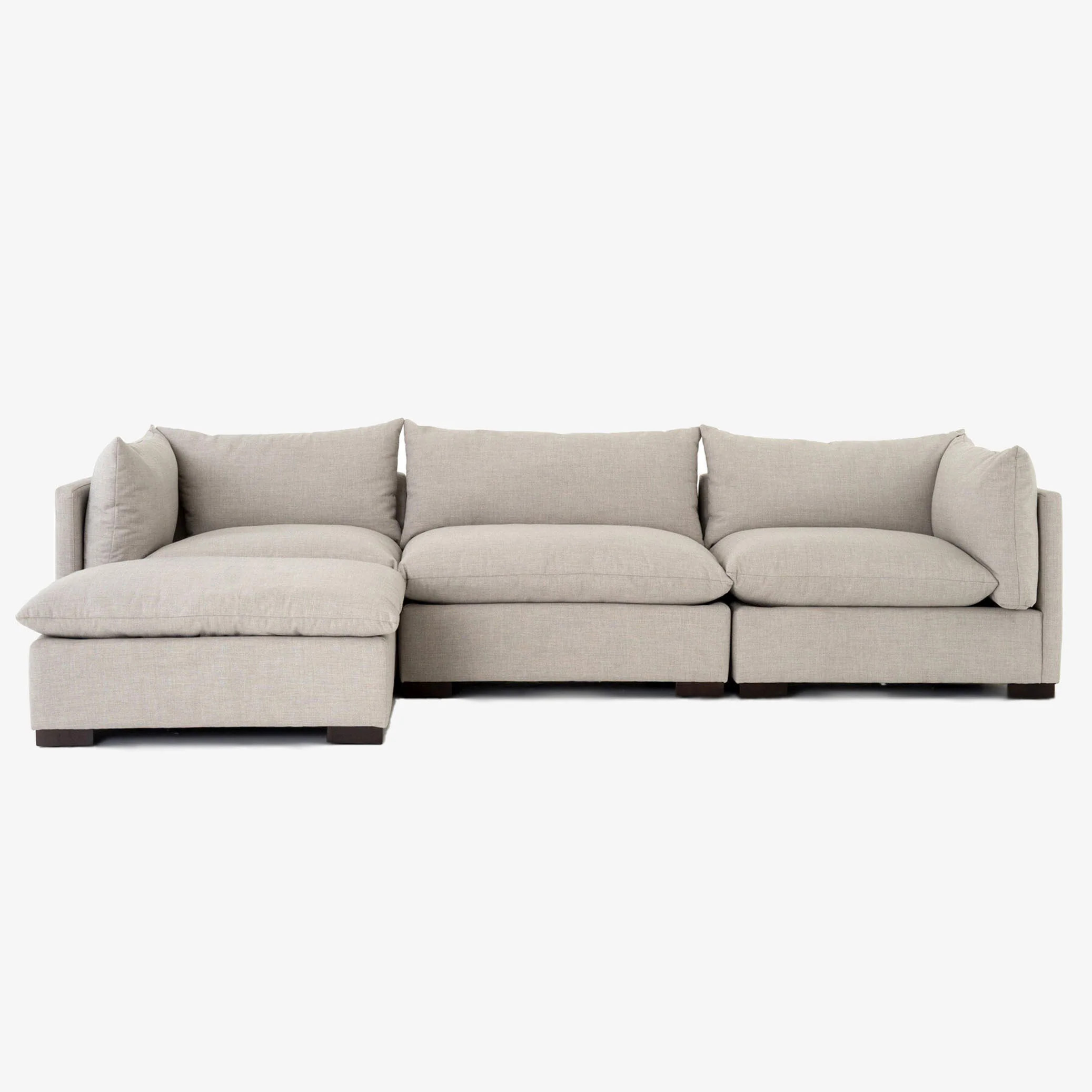 Four Hands Westwood 3-Piece Sectional With Ottoman in Bennett Moon | The Addison West