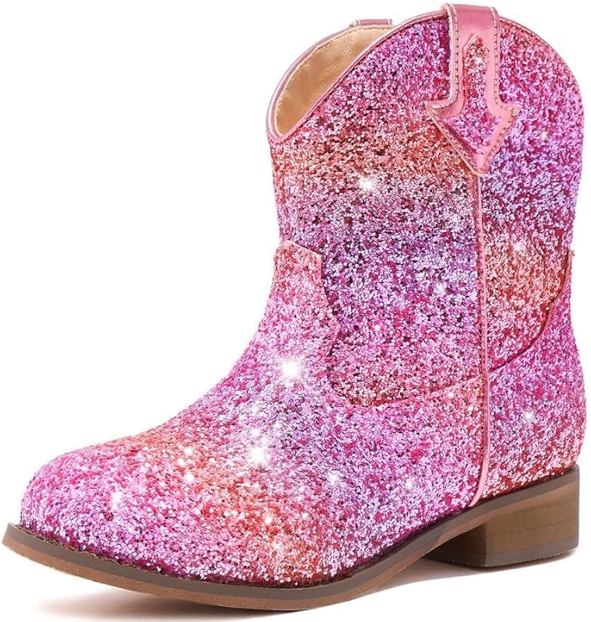 Toddler Girls Cowgirl Boots Western Glitter Cowboy Boot Ankle Boots Little Kids Big Kid Horse Rid... | Amazon (US)