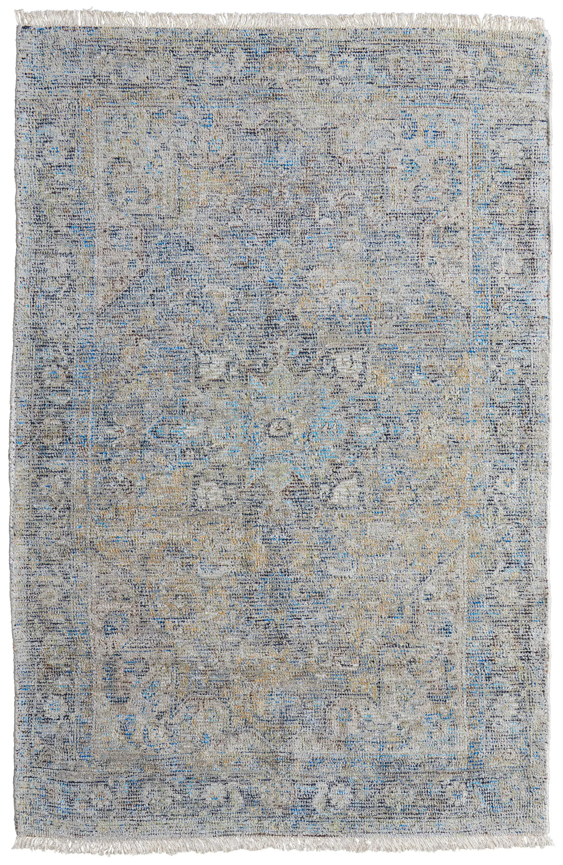 Room Envy Ramey 10 x 14 (ft) Loomed Wool River Blue/Warm Light Gray Rectangular Indoor Abstract Bohemian/Eclectic Professionally Clean Only Area rug | Lowe's