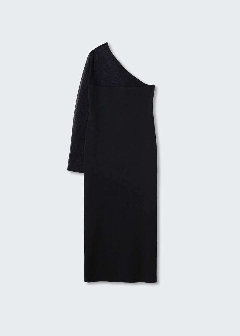 Asymmetric neckline dress -  Women | Mango United Kingdom | MANGO (UK)