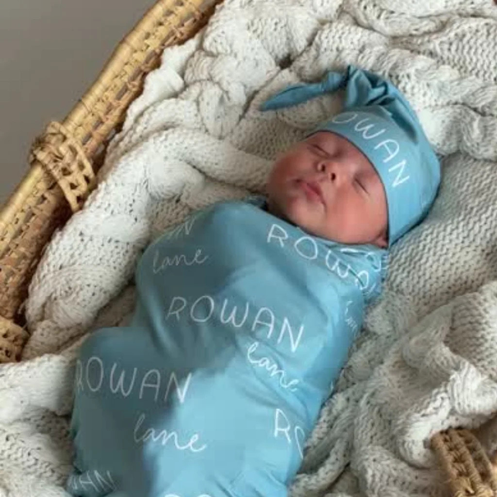 Personalized Baby Swaddle and Hat Set | The Little Lemons Company