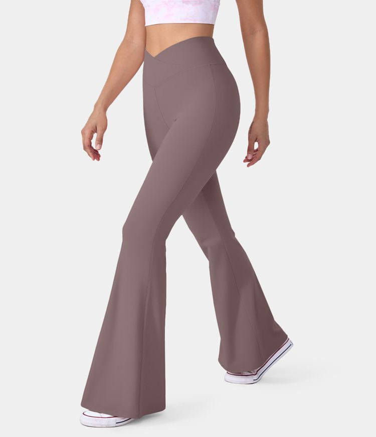 Women’s Crossover High Waisted Back Pocket Super Flare Leggings - HALARA | HALARA
