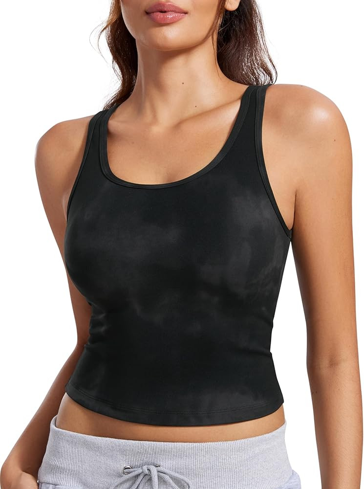 CRZ YOGA Womens Butterluxe Double Lined Tank Tops Scoop Neck Racerback Workout Tanks Sleeveless C... | Amazon (US)