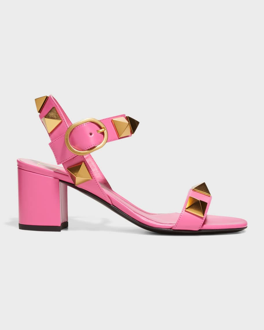 Valentino Garavani Roman Stud Leather Ankle-Strap Sandals | Neiman Marcus