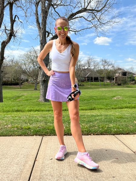 Spring is almost here and I’m ready for pastels and whites! Today’s run fit featured a Crowned Athletics light purple skirt. I tagged a very similar color and style option for a fraction of the price!

Also, my favorite running shoes are no longer available in this color but they have a beautiful new light pink option and another purple I’ve tagged!

#LTKSeasonal #LTKfitness #LTKstyletip