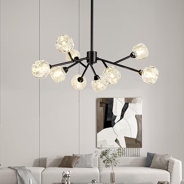 Sputnik Chandeliers for Dining Room Light Fixture Over Table, Modern Crystal Chandeliers, 9 Light... | Amazon (US)