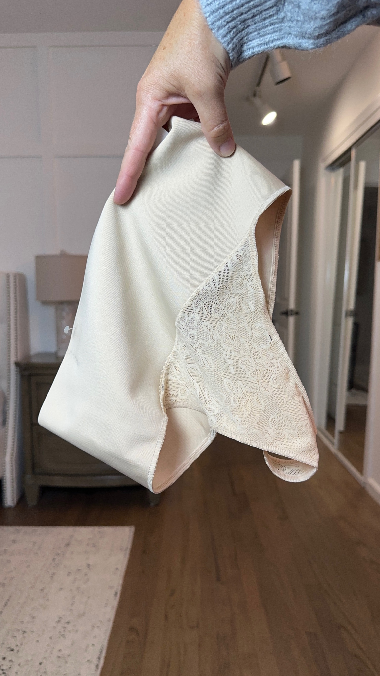 TUMMY CONTROL THONG! Yes please!! 
This thing is amazing. Comfy down below and truly sucks in my lower belly pooch, smoothing and flattening it for under dresses and whatnot! I wear a medium!

#LTKOver40 #LTKMidsize #LTKFindsUnder50