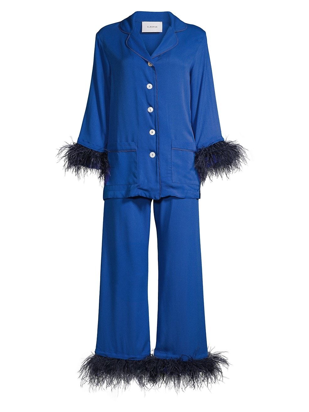 Sleeper Party Feather-Embellished Pajama Set | Saks Fifth Avenue