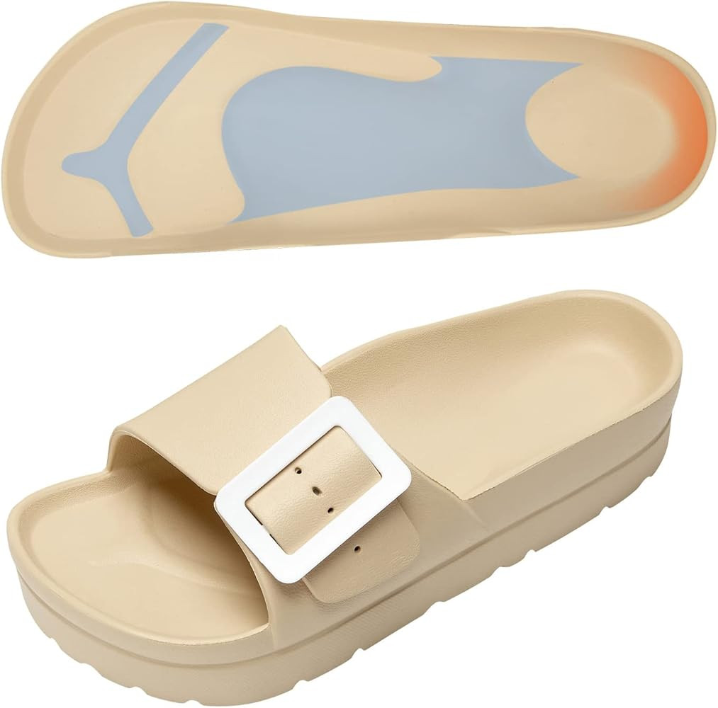Women Adjustable Buckles Platform Sandals, Women's Casual Sandals with Arch Support, Summer EVA S... | Amazon (US)
