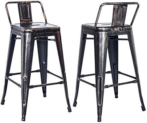 Merax PP038358 Bar Stools Low Back High Feet Indoor and Outdoor 26 Inch Height Metal Chairs Set o... | Amazon (US)