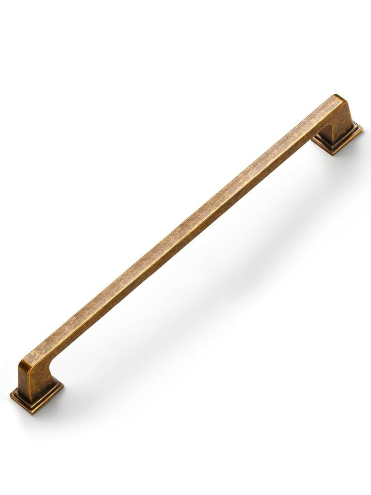 10 Pack Antique Brass Cabinet Pulls Square 6.3"(160mm) Hole Center Retro Vintage Cabinet Handles ... | Amazon (US)