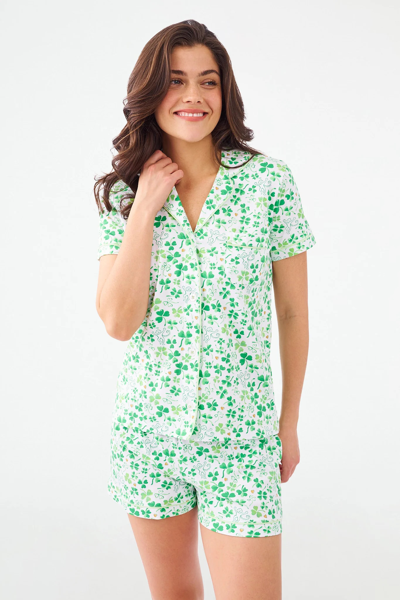 Painted Shamrock Polo Pajamas | Roller Rabbit | Roller Rabbit