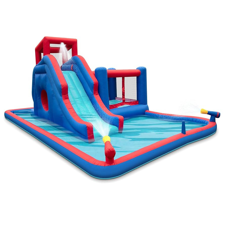 Sunny & Fun 2-in-1 Bounce & Blast Inflatable Water Slide Park – Heavy-Duty for Outdoor Fun - Cl... | Amazon (US)