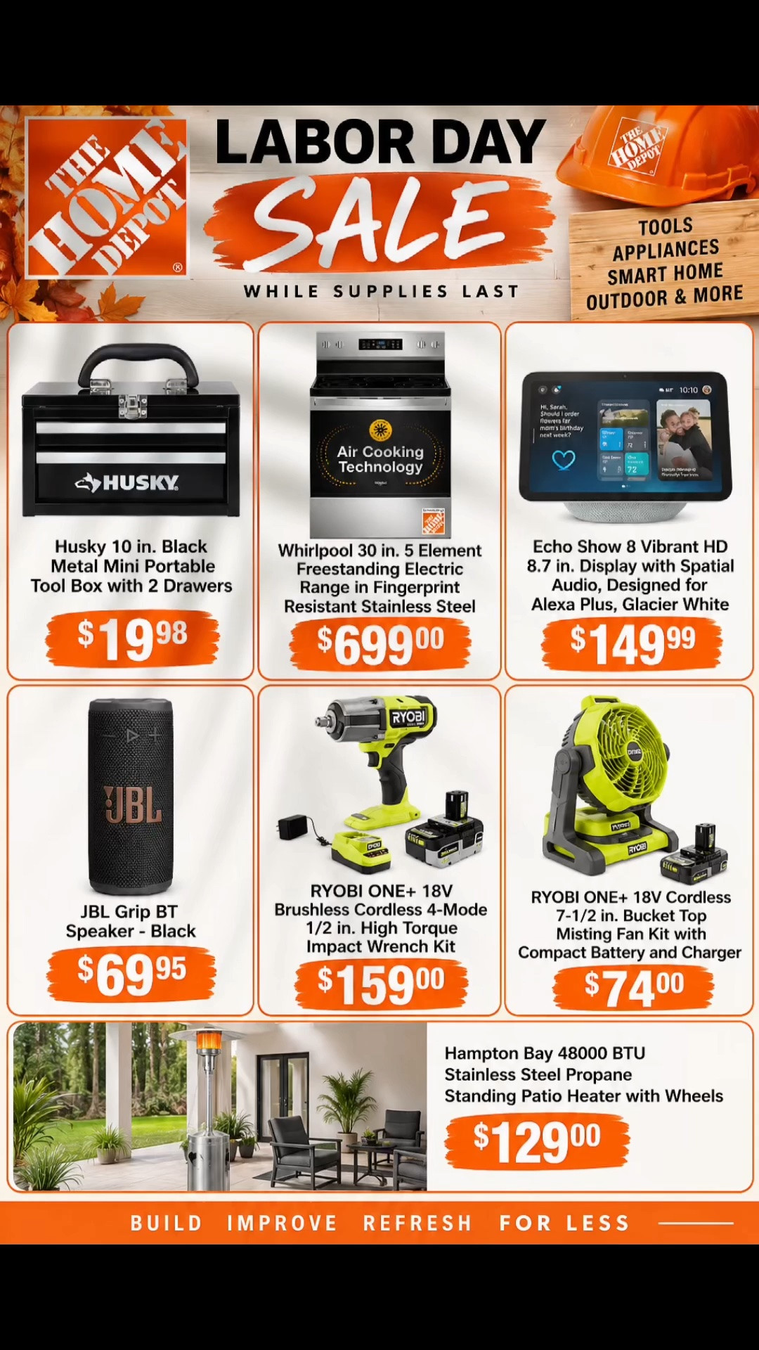 🚨 Home Depot Labor Day Sale! 🚨
From tools and tech to appliances and outdoor finds, there are some BIG deals happening now! 🧰🔧🏡

🔥 While supplies last—don’t wait! Shop these finds!

#HomeDepot #LaborDaySale #HomeDepotDeals #DealAlert #HomeImprovement #AffiliateLink

#LTKHome