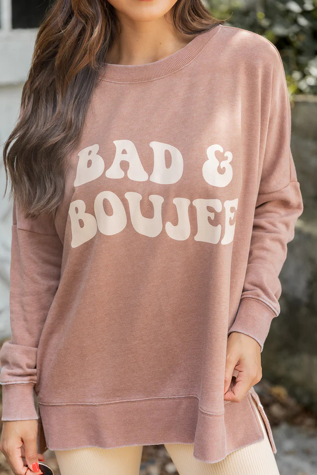 Bad And Boujee Rust Graphic Sweatshirt | Pink Lily